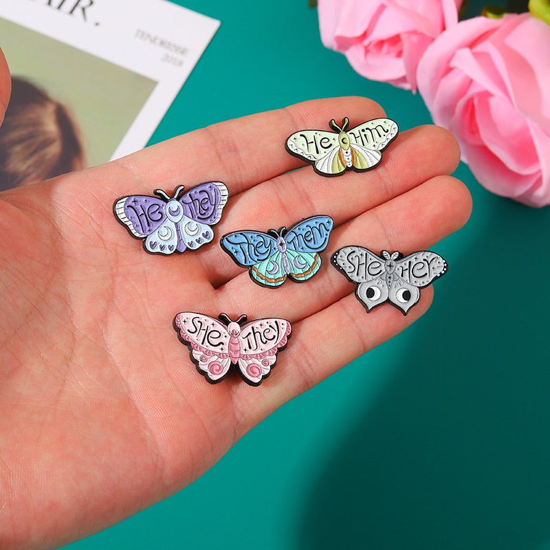 Butterfly Pronoun Pins