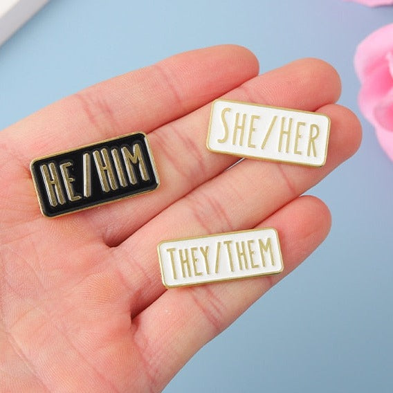 Black & White Pronoun Bar Pins