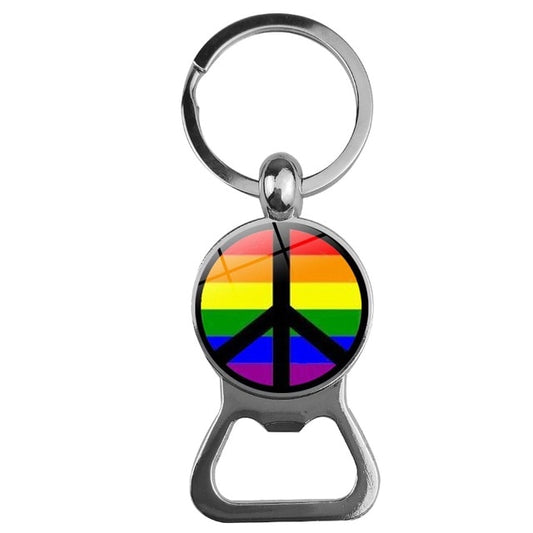 Rainbow Peace Pride Bottle Opener Keychain