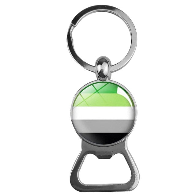 Aromantic Pride Bottle Opener Keychain