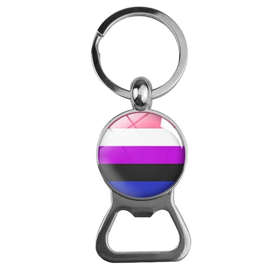 Genderfluid Pride Bottle Opener Keychain