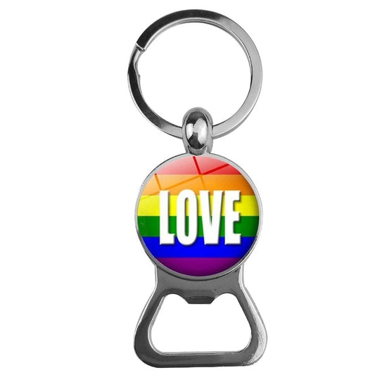 Rainbow Love Bottle Opener Keychain