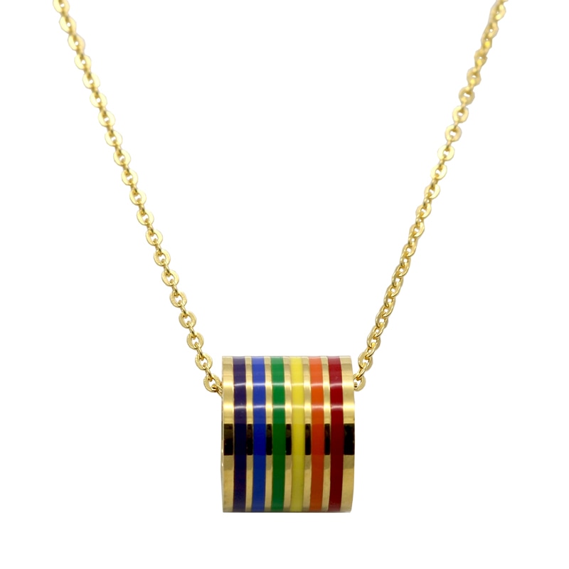 Rainbow Barrel Necklace (Gold)