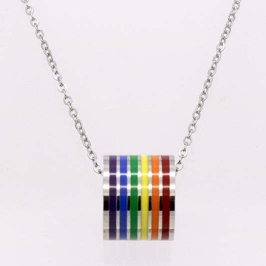 Rainbow Barrel Necklace (Silver)