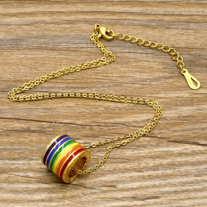 Rainbow Barrel Necklace (Gold)