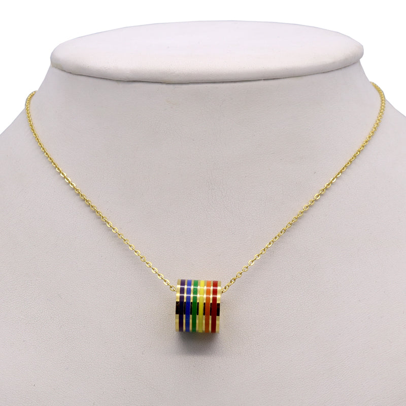 Rainbow Barrel Necklace (Gold)