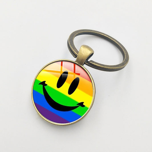 Rainbow Smiley Key Fob