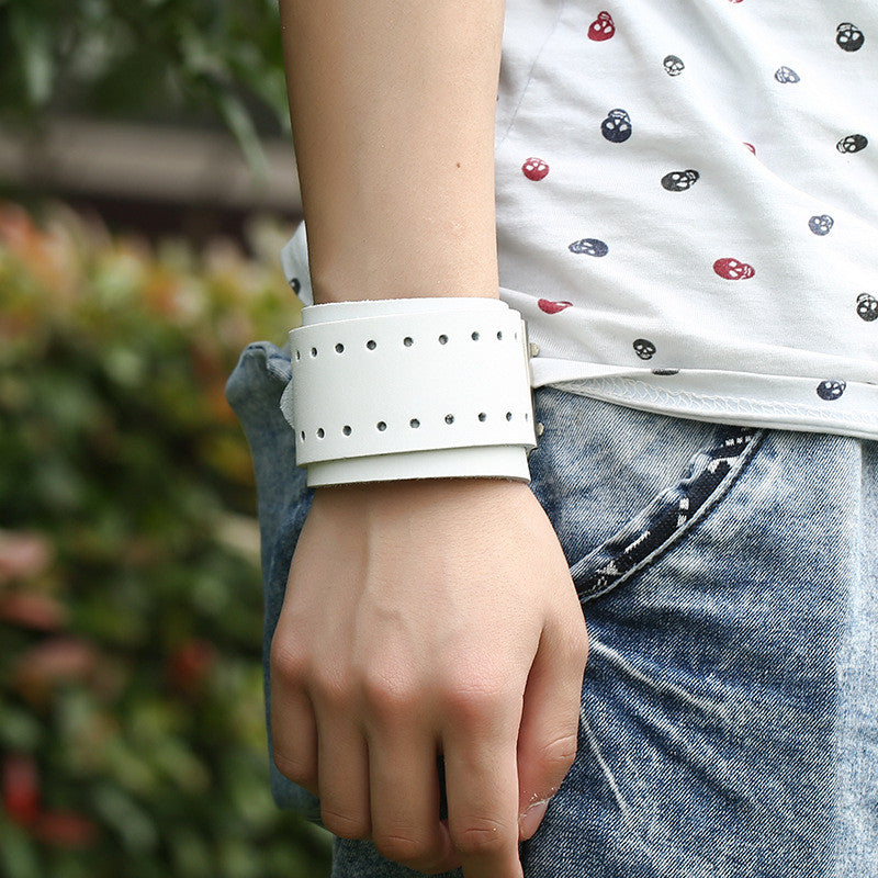 Vintage White Genuine Leather Cuff