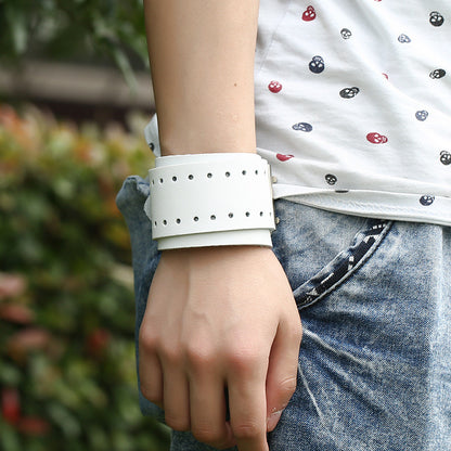 Vintage White Genuine Leather Cuff