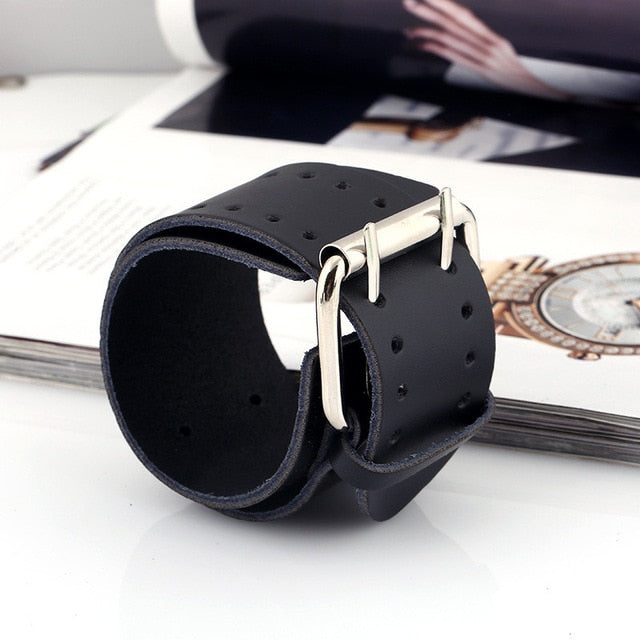 Vintage Black Genuine Leather Cuff